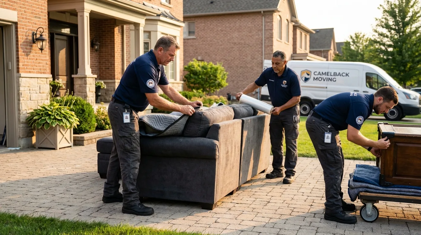 Large estate moving crew wrapping furniture in Saint Francis, WI