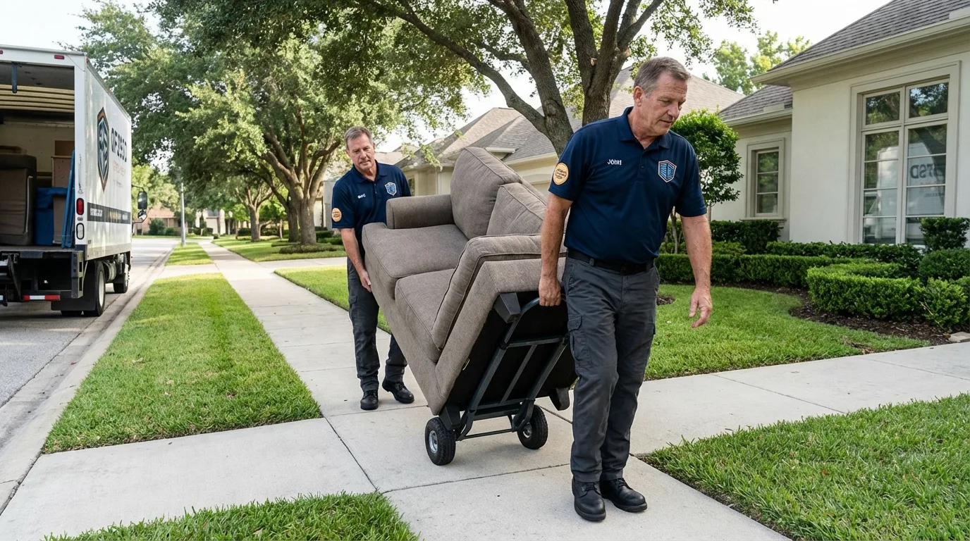 Local residential moving crew loading furniture in Saint Francis, WI